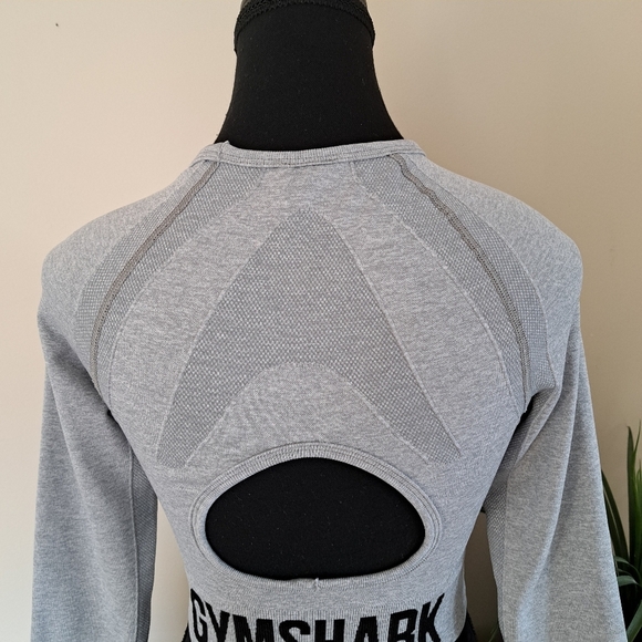 Gymshark Flex Sports Crop Top Grey Size Small Active Top Long Sleeved - Picture 8 of 16